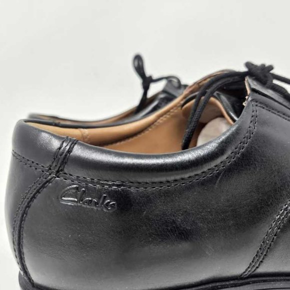 Men\'s 11.5W Clarks Tilden Walk black leather oxford shoes 11.5 Wide main image 11